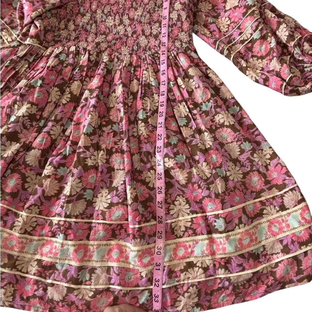 NWT Saltwater LUXE Floral Boho Mini Dress Size L Smocked Back Pockets Lined - Picture 11 of 15